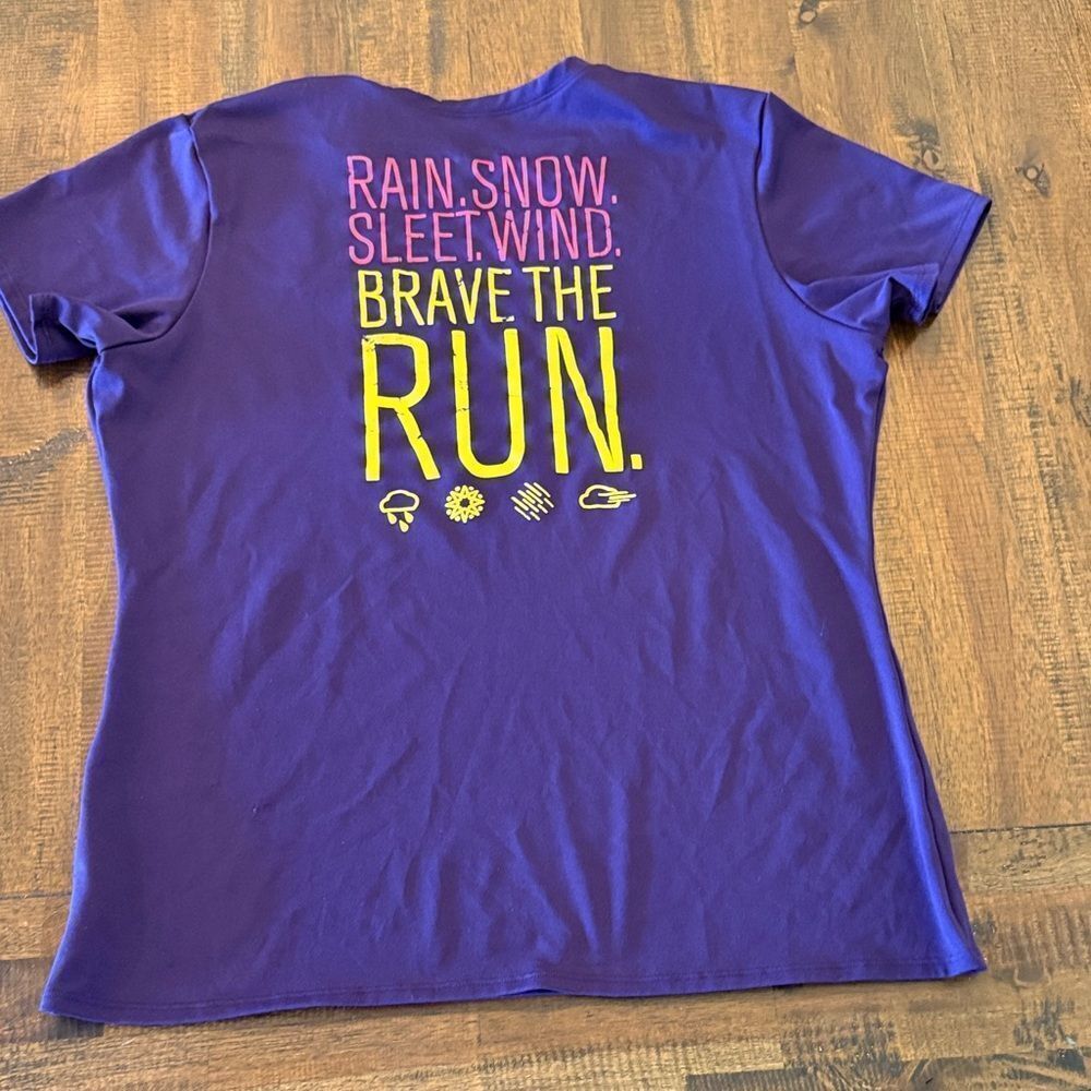 Under Armour Purple Short Sleeve Run Tee with Pink Logo